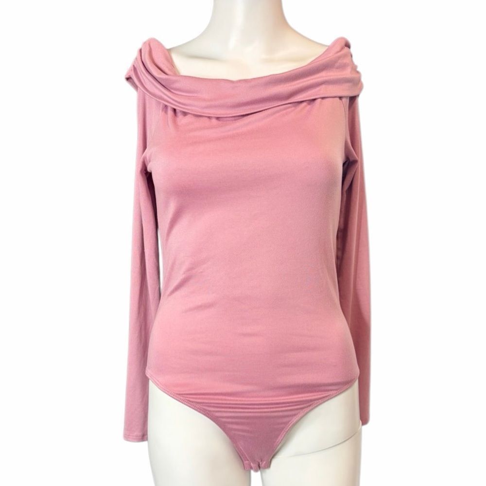 Just Polly Off the shoulder long sleeve bodysuit Pink Size Medium